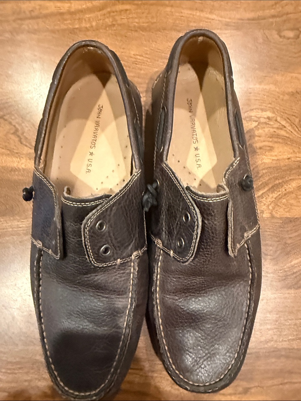 John Varvatos Dark Brown Leather Boat Shoes